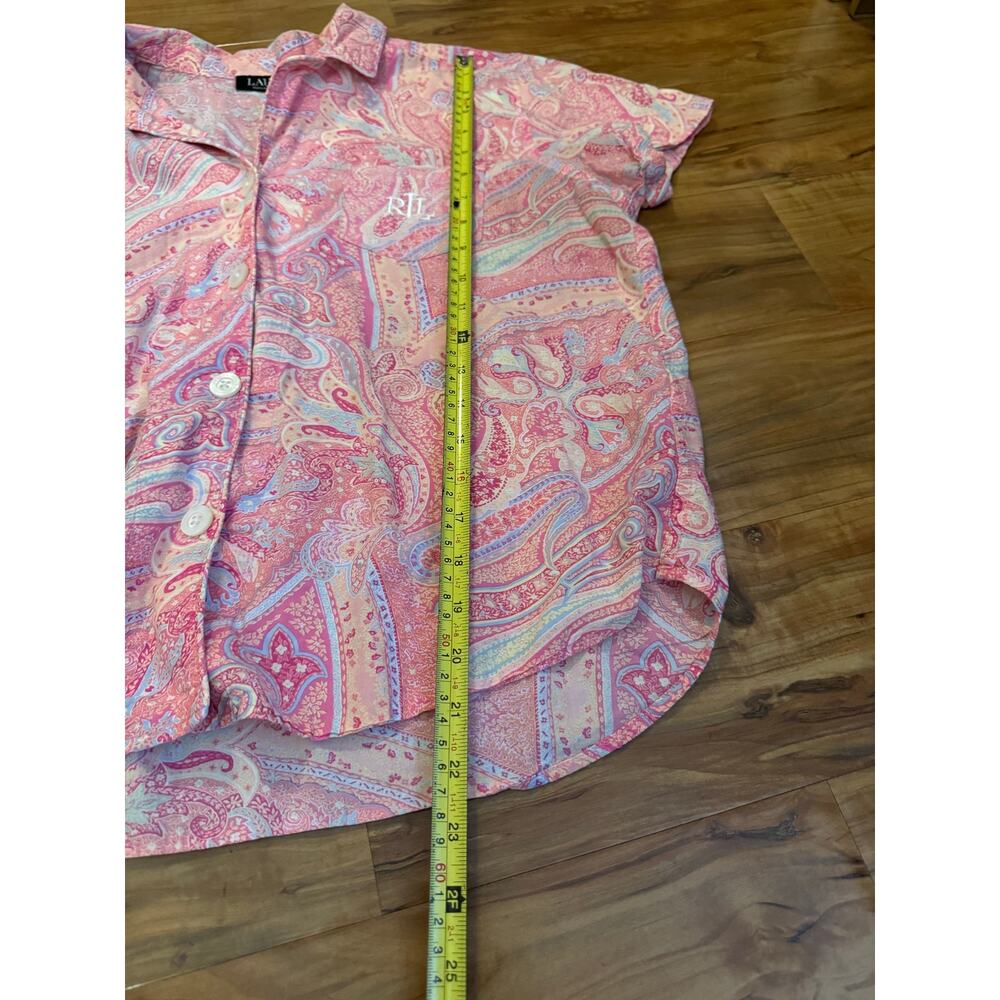 Lauren Ralph Lauren Pink Paisley 2 Piece Pajama Set M Short Sleeve Button Down - Picture 10 of 14